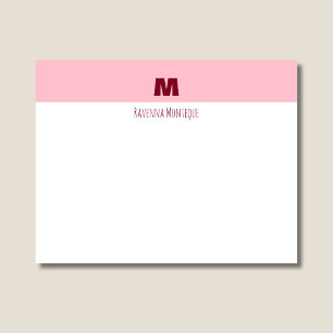 Tarjeta Pequeña Letra de monograma de nombre personalizado rosa be