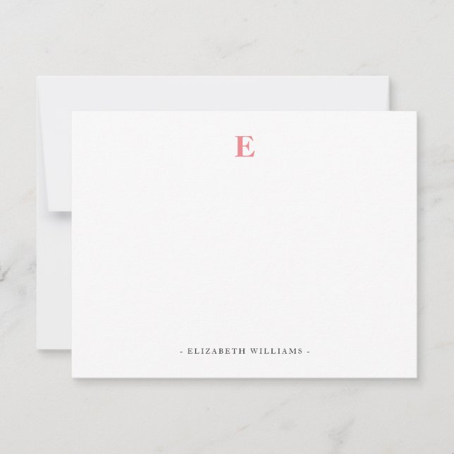Tarjeta Pequeña Letra monograma color salmón personalizada (Anverso)