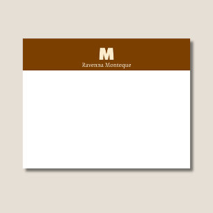Tarjeta Pequeña Letra Monograma de Nombre Personalizado Marrón Cho