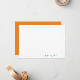 Tarjeta Pequeña Letra Script Orange Caligrafía Clásica Borde Redon