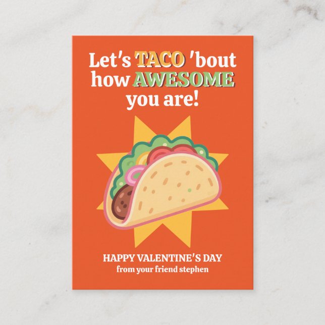 Tarjeta Pequeña Let's TACO 'Bout How Awesome You Are Valentine's (Anverso)