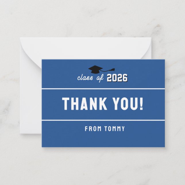 Tarjeta Pequeña Letterman Graduation Blue (Anverso)
