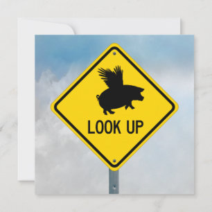 Tarjeta Pequeña Levantar Los Ojos Para Los Cerdos Puede Volar La T