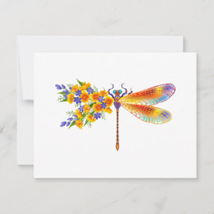 Tarjeta Pequeña Libélula de Flor Amarilla