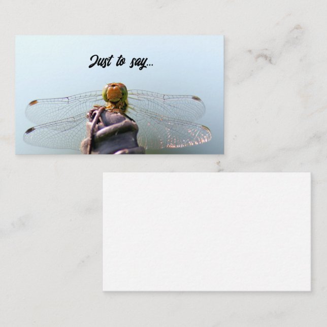 Tarjeta Pequeña libélula sonriente sólo para decir (Anverso / Reverso)