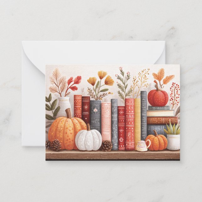 Tarjeta Pequeña Librería botánica Cute Fall (Reverso)