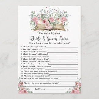 Tarjeta Pequeña Libro Nuevo Capítulo Novia y Novio Trivia Juego de