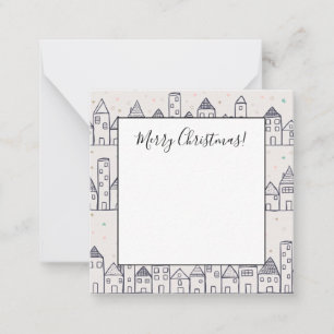 Tarjeta Pequeña Libro para colorear Pueblo Navideño en la Nieve