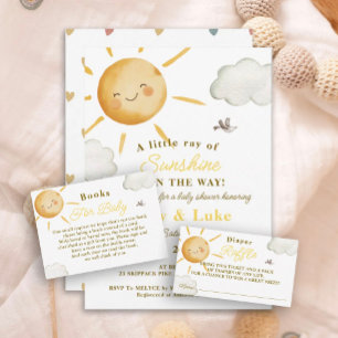 Tarjeta Pequeña Libros Baby Shower de Sunshine Boho Sun para bebé
