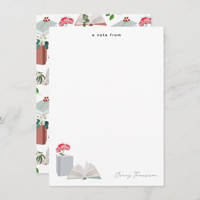 Tarjeta Pequeña Libros Botánicos & Biblioteca Lectura Nombre Perso (Anverso / Reverso)