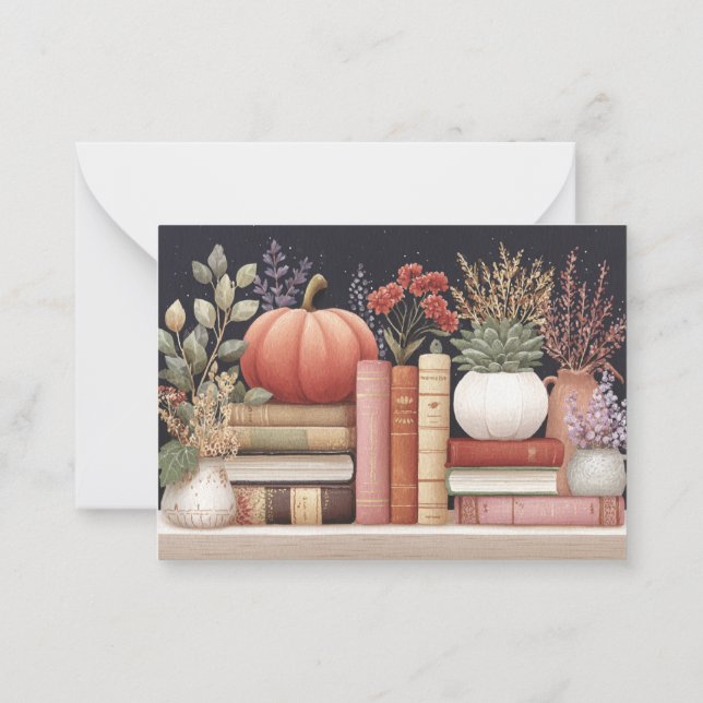 Tarjeta Pequeña Libros botánicos de otoño modernos (Reverso)