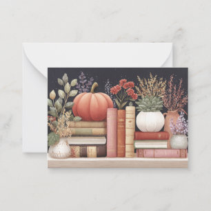Tarjeta Pequeña Libros botánicos de otoño modernos