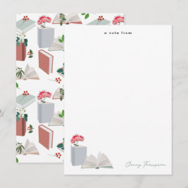 Tarjeta Pequeña Libros Botánicos & Nombre Personalizado Lectura Bi