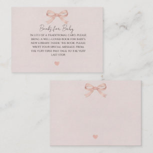 Tarjeta Pequeña Libros Coquette con Lazo Rosa para Baby Shower