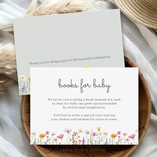 Tarjeta Pequeña Libros de flores silvestres neutrales en cuanto al (Front and back of 3.5 x 2.5-inch card is shown. Choose size, paper, and corner style.)