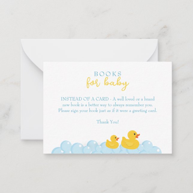 Tarjeta Pequeña Libros de pato de goma para bebé | Yellow Ducky Sh (Anverso)
