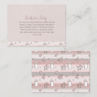 Tarjeta Pequeña Libros de rayas rosa polvoriento para baby shower