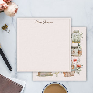 Tarjeta Pequeña Libros Mushroom Floral Whimsical Cottagecore Art