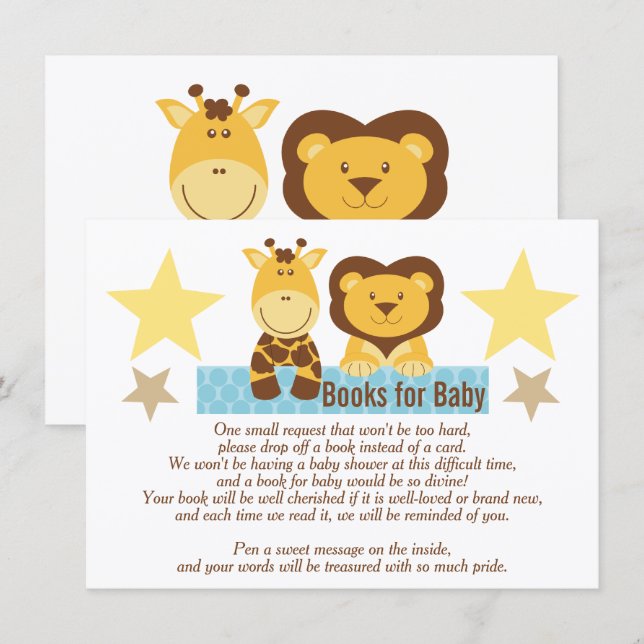 Tarjeta Pequeña Libros para bebé en lugar de fiesta de bebé (Anverso / Reverso)