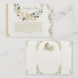 Tarjeta Pequeña Libros Verde Salvia para Baby Shower