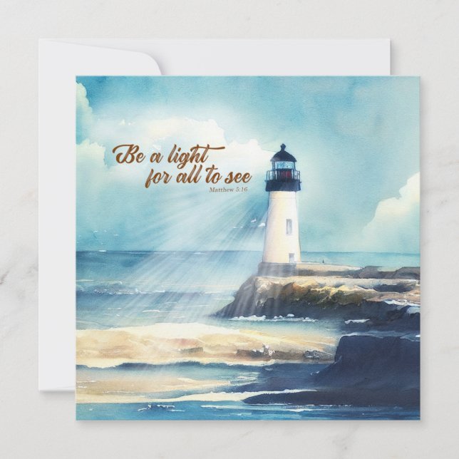 Tarjeta Pequeña Lighthouse Christian Scripture Mattew Be a Light (Anverso)