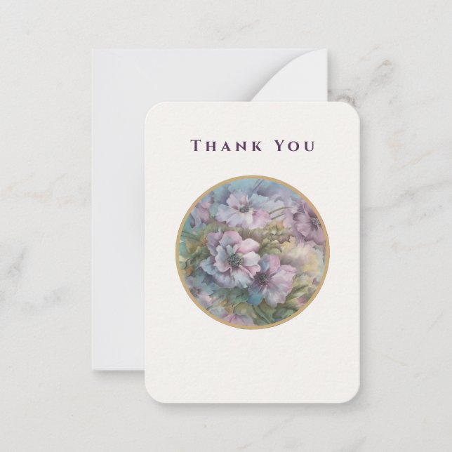 Tarjeta Pequeña Lilac Garden Blooms — Thank You Card (Luxe Ivory,  (Anverso)