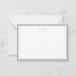 Tarjeta Pequeña Lilac three Border Monogram Note Card