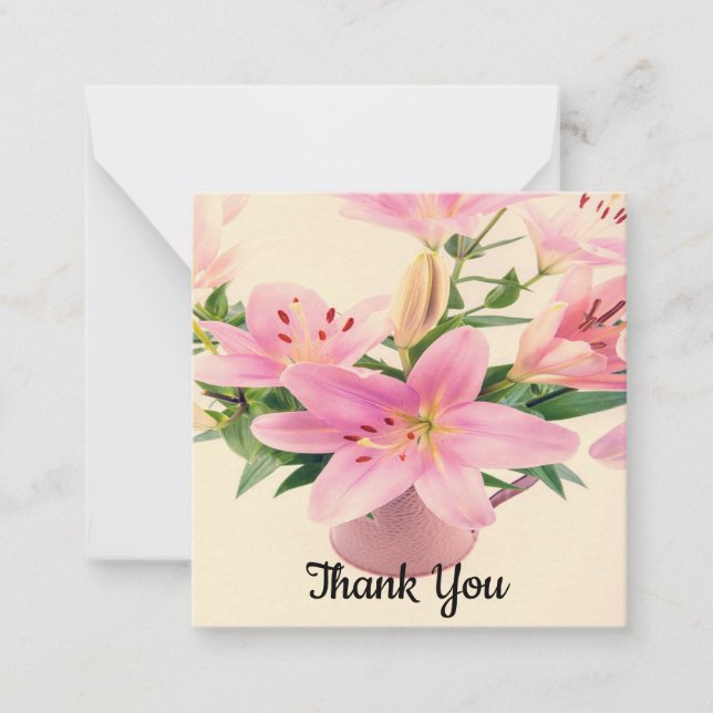 Tarjeta Pequeña Lilies Flower Gracias (Anverso)