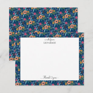Tarjeta Pequeña Lily Grace Azul Marino Floral Personalizada Agrade