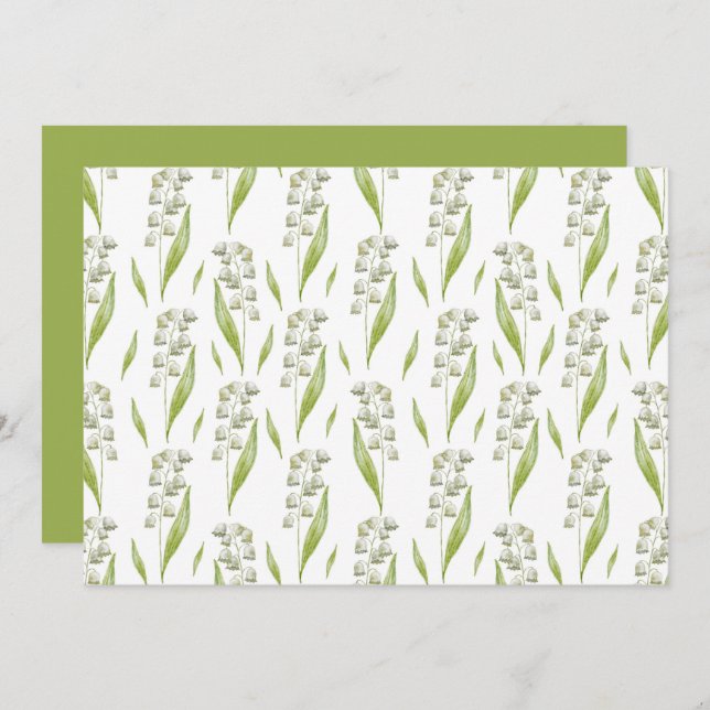 Tarjeta Pequeña Lily of the Valley Floral Botanical Note Card (Anverso / Reverso)