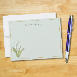 Tarjeta Pequeña Lily of the Valley Floral Botanical Sage Green