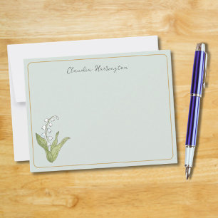 Tarjeta Pequeña Lily of the Valley Floral Botanical Sage Green