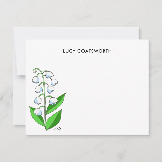 Tarjeta Pequeña Lily of the Valley Monogram Boho Spring Floral (Anverso)