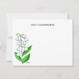 Tarjeta Pequeña Lily of the Valley Monogram Boho Spring Floral