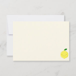 Tarjeta Pequeña Limoncito de dibujos animados blanco crema en blan