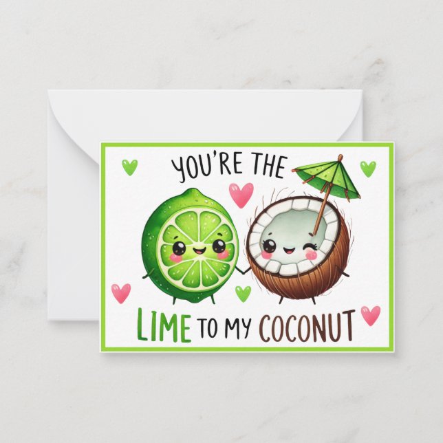 Tarjeta Pequeña Limoncitos Kawaii y Coco (Anverso)