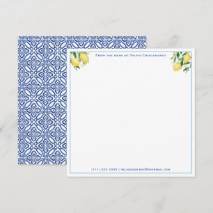 Tarjeta Pequeña Limones de Positano Azulejos Bebé Regalo Gracias