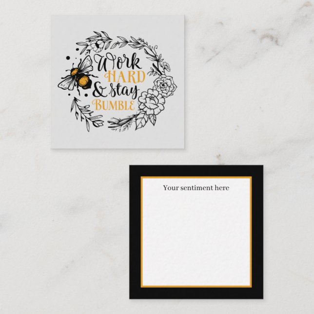 Tarjeta Pequeña linda abeja inspiradora añade sentimiento (Anverso / Reverso)