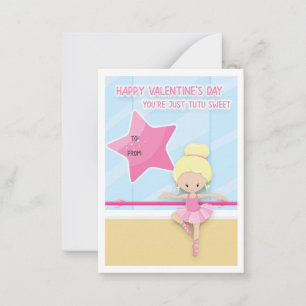 Tarjeta Pequeña Linda Bailarina Rosa / Clase de Ballet Día de San