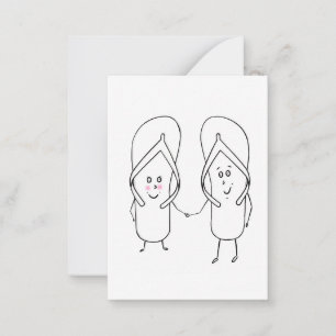 Tarjeta Pequeña linda chancla, pareja, tema de sandalias