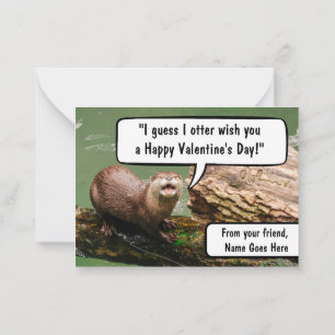 Tarjeta Pequeña Linda Nutria Divertida Escuela Día de San Valentín