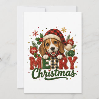 Tarjeta Pequeña Lindo Beagle Feliz Navidad