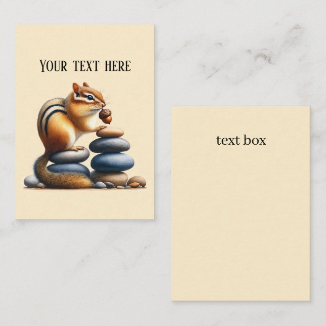 Tarjeta Pequeña Lindo chipmunk agregar texto  (Anverso / Reverso)