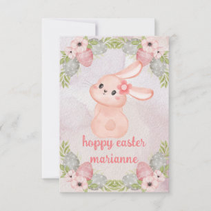 Tarjeta Pequeña lindo conejito vintage de Pascua - Feliz Pascua