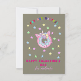 Tarjeta Pequeña lindo donuts unicorn el día de San Valentín