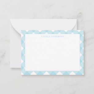 Tarjeta Pequeña Lindo gingham de cuadros azul claro pastel moderno