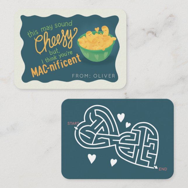 Tarjeta Pequeña Lindo Mac-nifico Mac & Cheese Valentín para el sal (Anverso / Reverso)