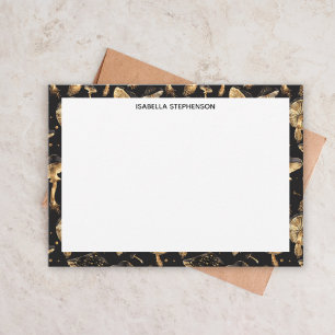 Tarjeta Pequeña Lindo patrón personalizado en negro y dorado