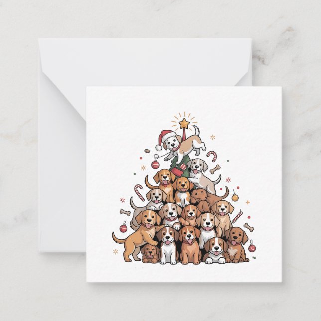 Tarjeta Pequeña Lindo perro de árbol de Navidad   (Anverso)