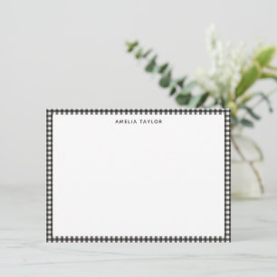 Tarjeta Pequeña Lindo Personalizado de Cuadro Gingham Negro Suave
